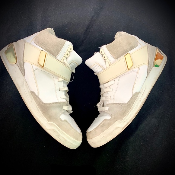 gold and white high tops